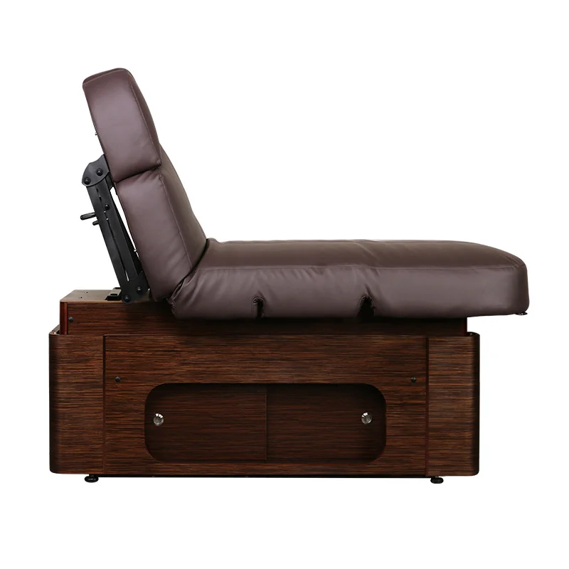 Saiyou Rectangular Wooden Base Space Cotton Leather Brown Storage Massage Bed