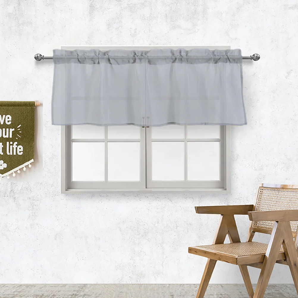 

Premium Grey Linen Sheer Curtain Washable Wear-Resistant Short Kitchen Curtain For Home Decor Living Room Bedroom Cafe Dinning