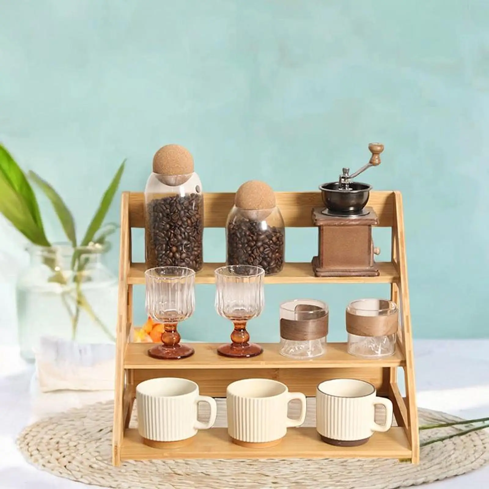 

Spice Rack Makeup Organizer 3 Layers Sturdy Perfume Organizer Shelf Coffee Cup Storage Rack for Vanity Home Desktop Kitchen