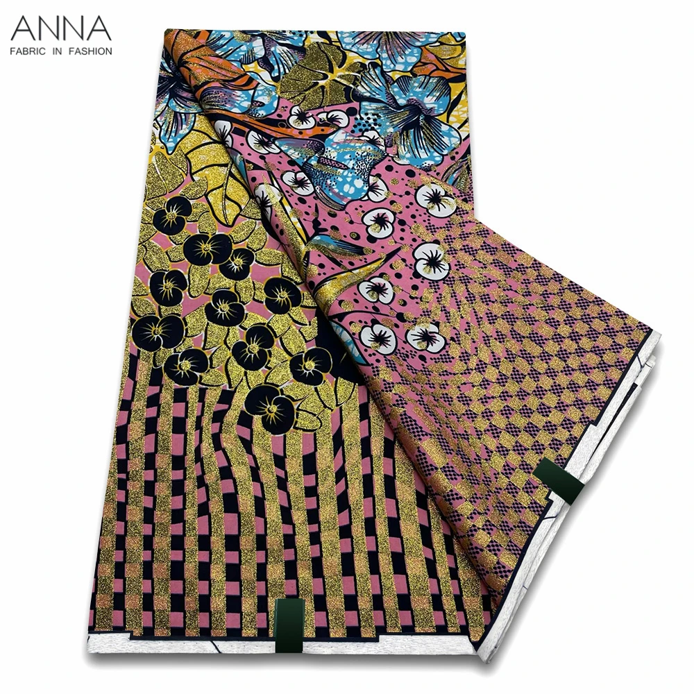 Imagem -03 - Tecido de Cera Grand-africano para Costura Ankara Wax Print Alta Qualidade 100 Algodão Tecido Feminino Vls54 Jardas