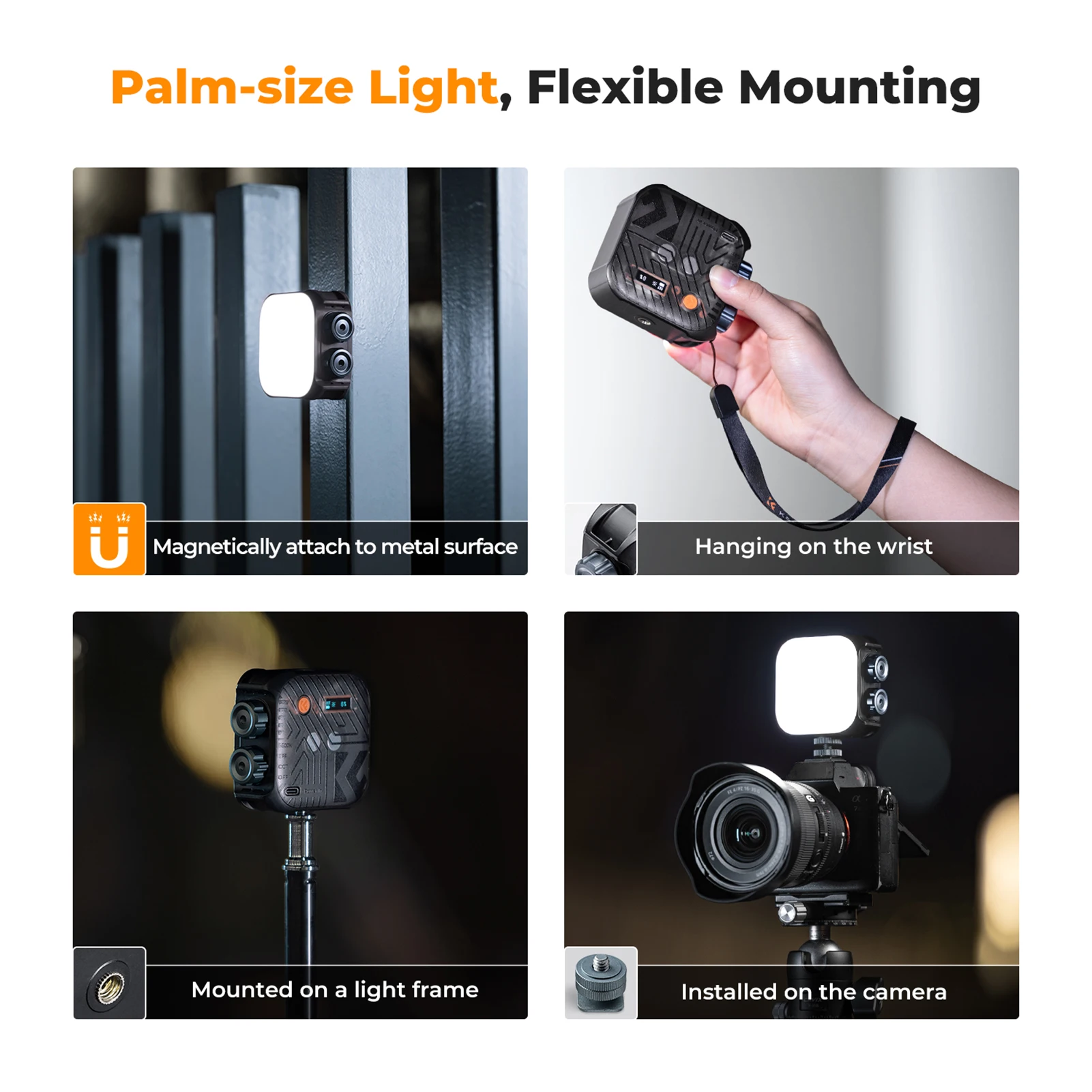 LED Video Light Magnetic LED Fill Light Video Conference Lighting CRI96+ 2500K-9900K Dimmable 15 Lighting Effects for Vlog