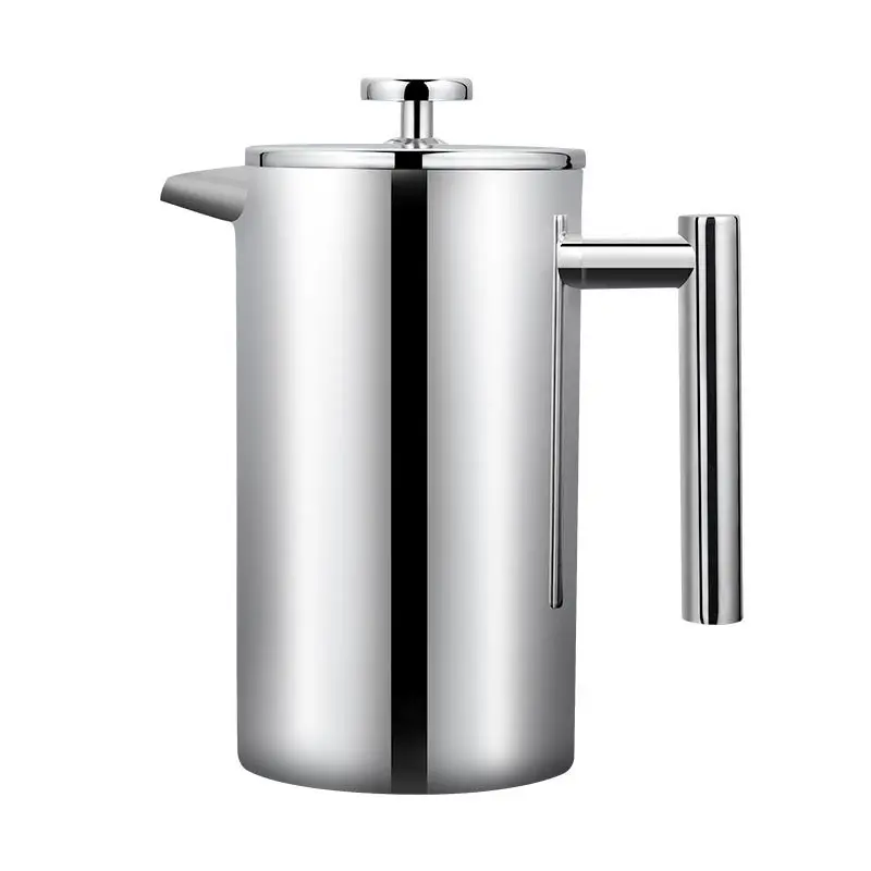 FEB.WIND French Press Kaffeemaschine, Edelstahl-Kaffeekanne, doppelwandig, isoliert, French-Press-Topf, leicht zu reinigen, langlebig, für Kaffee, Tee, Brauer 3