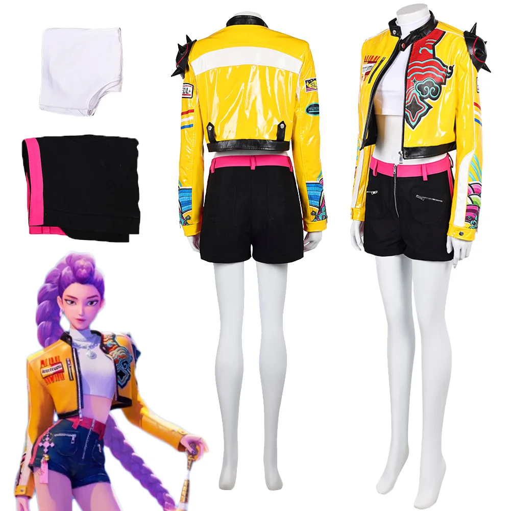 

2025 Cartoon Demon Hunter of KPop Cosplay Rumi Top Pants Cloth Hallowmas Carnival Uniform Party Roleplay Suit Outfits For Women