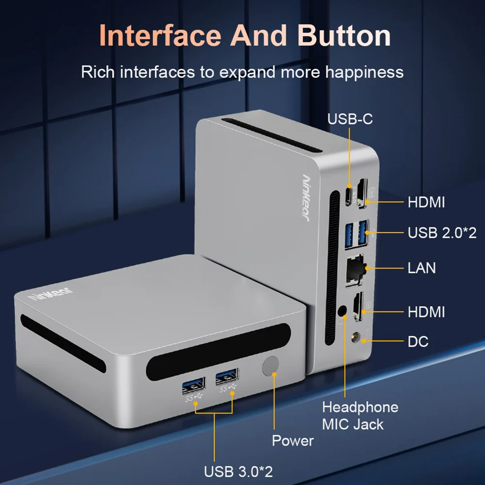 Ninkear n4 mini pc, amd ryzen 5 4600h 6 kerne max 4,0 ghz, 16gb ram 512gb ssd, wifi 6 bluetooth 5.2, 2 * usb 3,0 2 * usb 2,0 1 * rj45