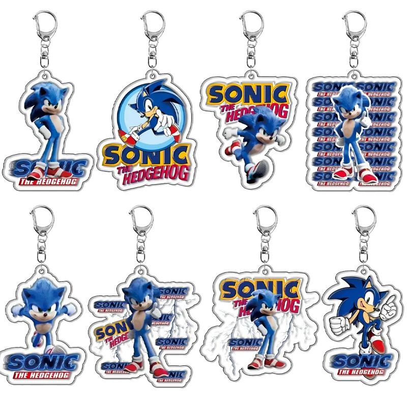 New Sonics Cartoon Keychain Anime Characters Acrylic Keychains Car Keyring Pendant Backpack Accessories Children Gifts Toys