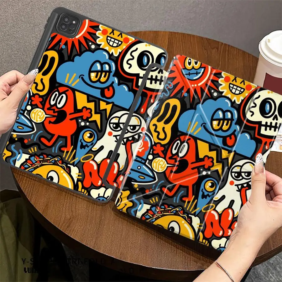 Red Graffiti Pattern Tablet Case For iPad Mini 6 7 Pro 2025 Air 4 5 M3 M2 1 2 M4 11inch 11th 10th 9th 8th 7th 12.9inch