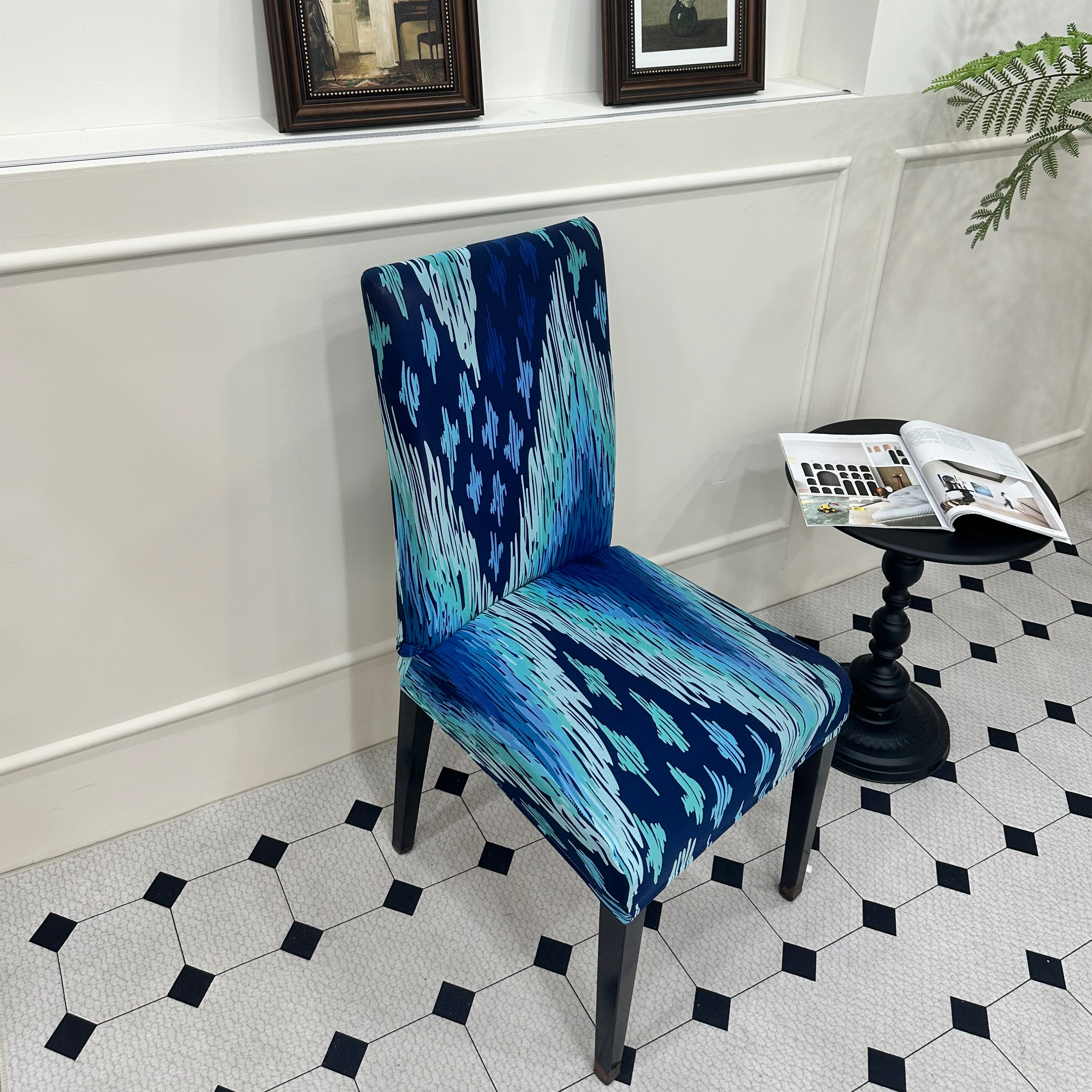 

4 шт./6 шт. чехол из эластичной ткани, авангардные узоры кисточного удара, универсальный, подходит для дома и кафе, Adds Artistic Flair