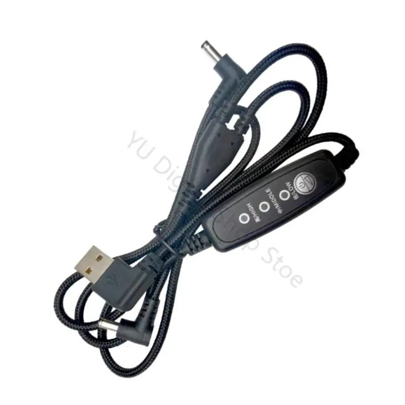 96BA 1.1m USB 5V Cooling Wear Fan Cable with 3-Level Button Control Use