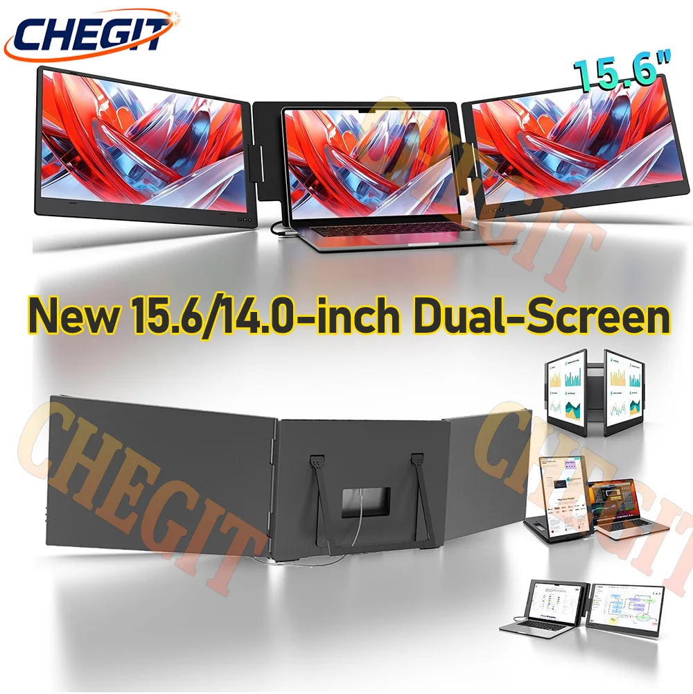 

Двойной портативный монитор 15,6 дюйма 14 дюймов, FHD 1080P IPS-экран USB-C удлинитель ноутбука для торговли/программирования/игр Второй дисплей