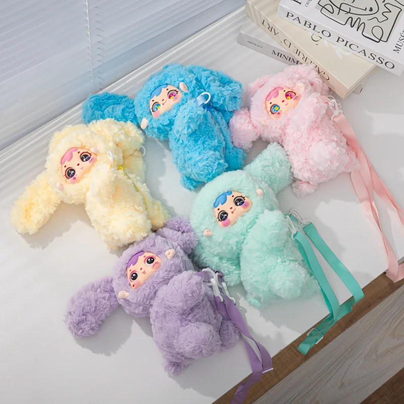 かわいいカラフルなシュガー耳掛けウサギぬいぐるみバッグチェーン付きファッショントレンドクリエイティブバックパックビニールフェイスPVCバッグサプライズギフト