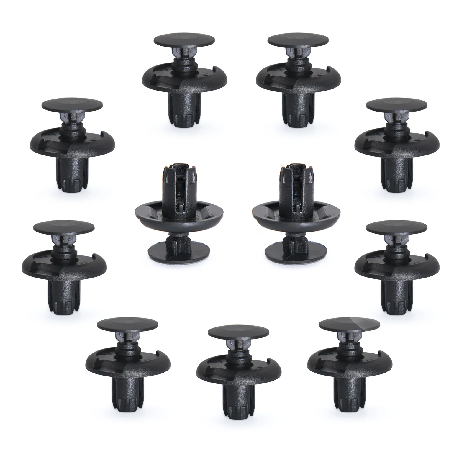 50pcs 8mm Hole Plastic Rivets Fasteners Screw Car Bumper Fender Car Fastener Clips Black Buckle Fastener Auto Accessories