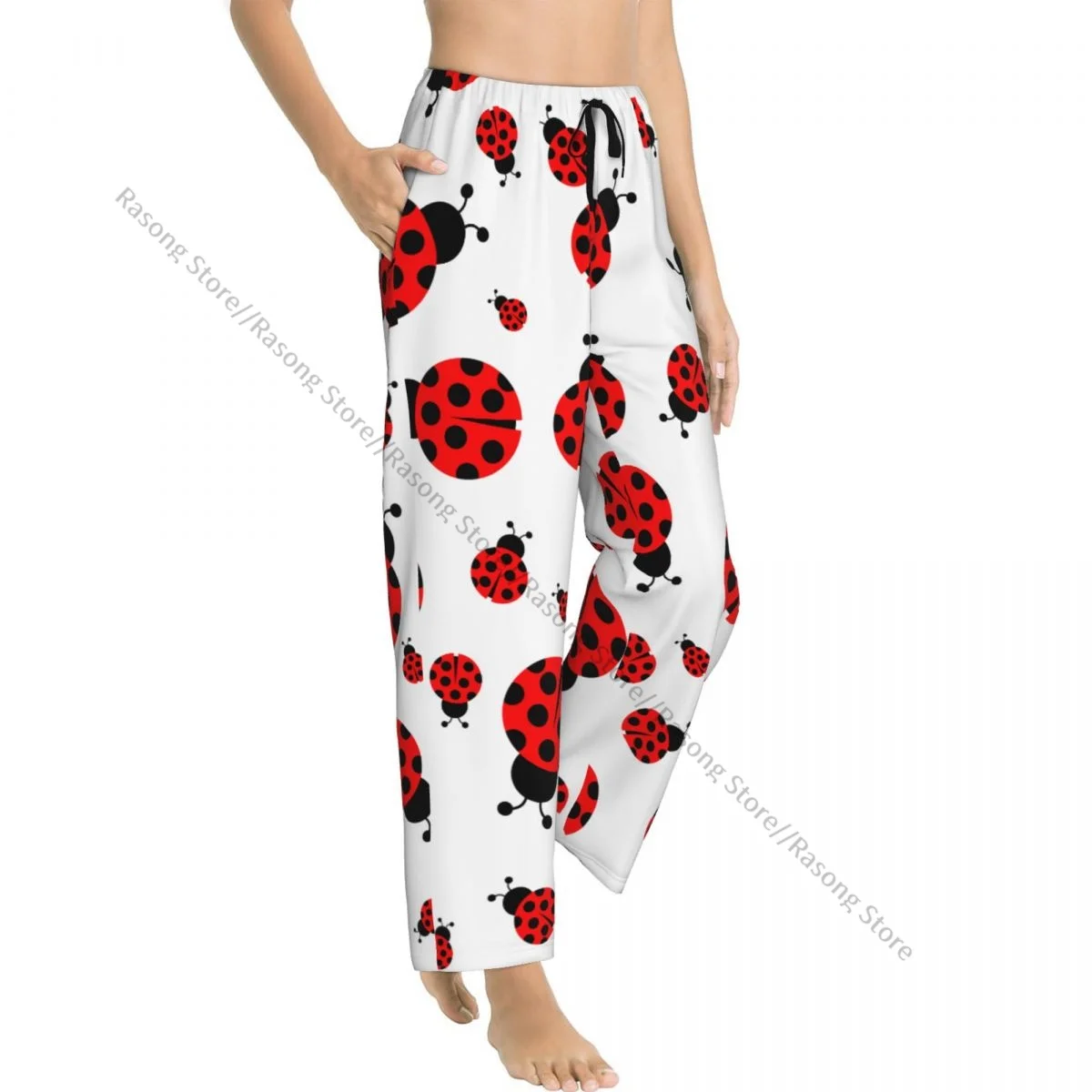 المرأة الفانيلا صالة السراويل لينة الخنفساء الكرتون بيجامة السراويل الشتاء ملابس خاصة