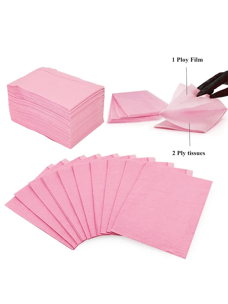 125/50/25/10 pièces tampon de nettoyage de tatouage imperméable noir rose bavoirs dentaires jetables couvertures de Table d'art d'ongle accessoires de tatouage