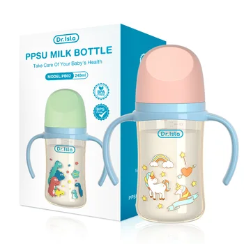 MAMIJOY 160/240ML PPSU Baby Bottle Double Handle Infant Drop-proof Baby Wide-caliber Milk…