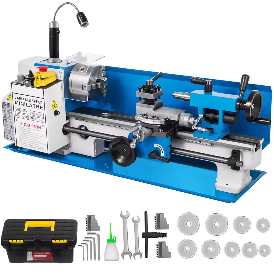 

VEVOR Mini Metal Lathe 7"X14 Inch 550W For Threading Metal Gear High-precision 4-inch 3-jaw Chuck For Square And Round Objects