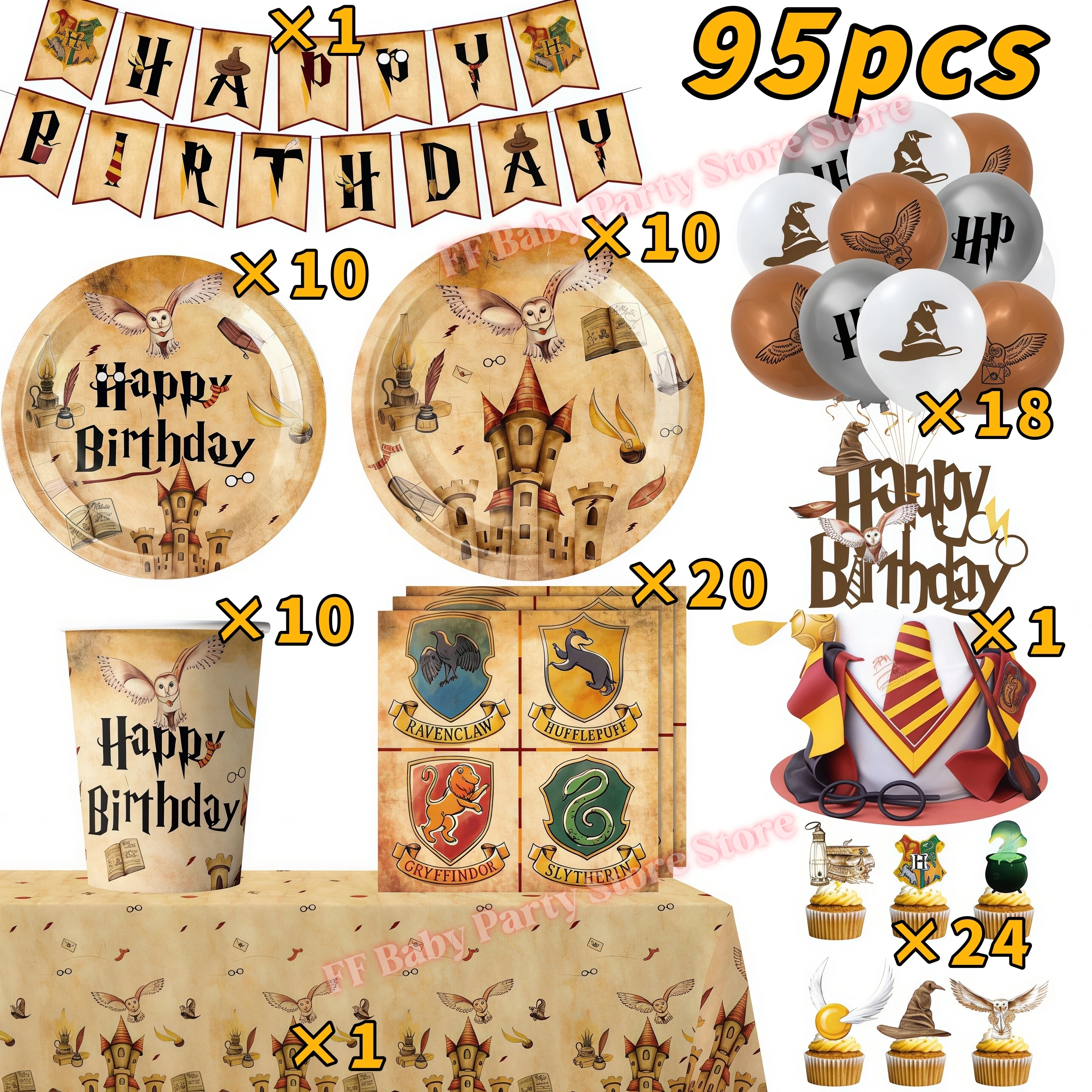 Academy Magics Geburtstagsparty-Dekoration, Harry-Potter-Motiv, Ballon, Teller, Becher, Serviette, Kindergeschenk, Babyparty-Zubehör, Event-Artikel, Souvenir – Detail 39