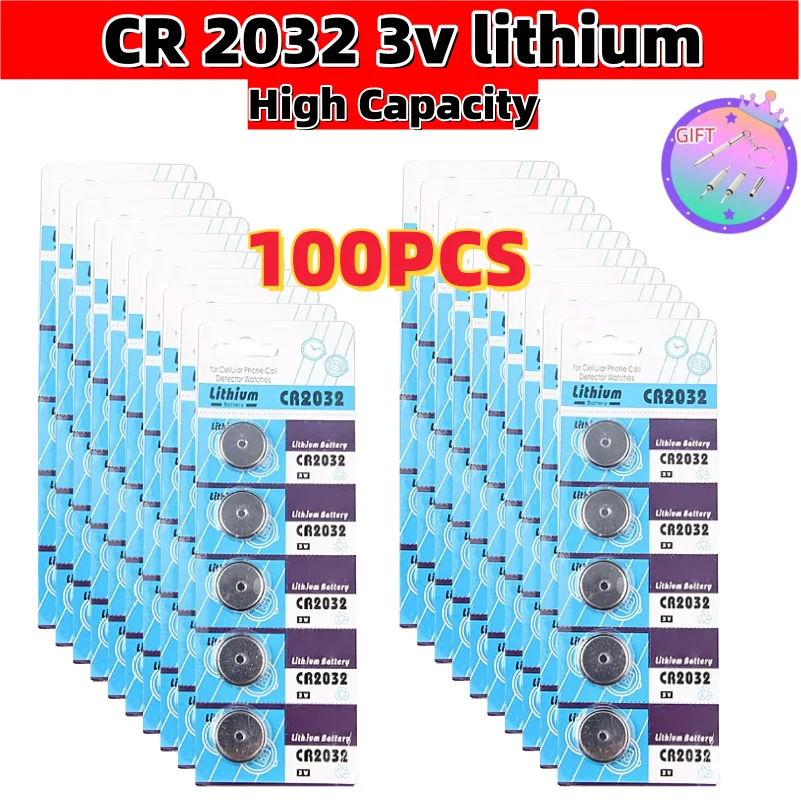 50/60/100Pcs 3V CR2032 Button Battery Cell Coin Lithium Batteries Watch Computer LED Light Toy Remote Control Calculators