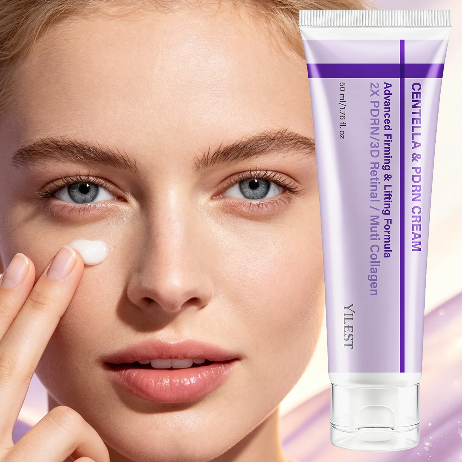 PDRN Eye Cream 50ml with Centella 3D Retinal Multi Collagen, Nourishing Smoothing Eye Care Cream for Smooth Under Eye Skin