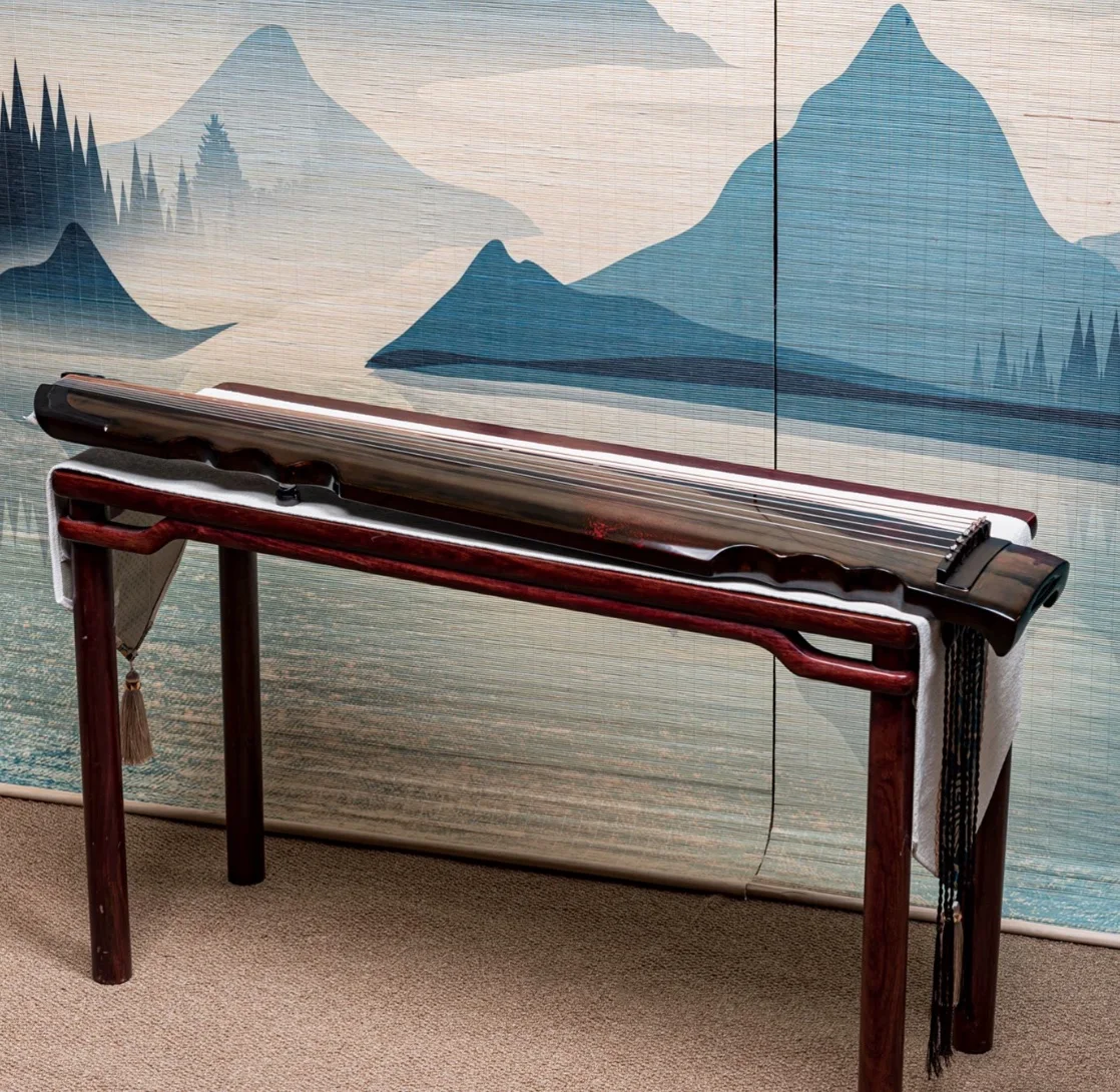 Lianzhu Style Guqin Pure Raw Lacquer Old Chinese Fir Wood Traditional Chinese String Instrument