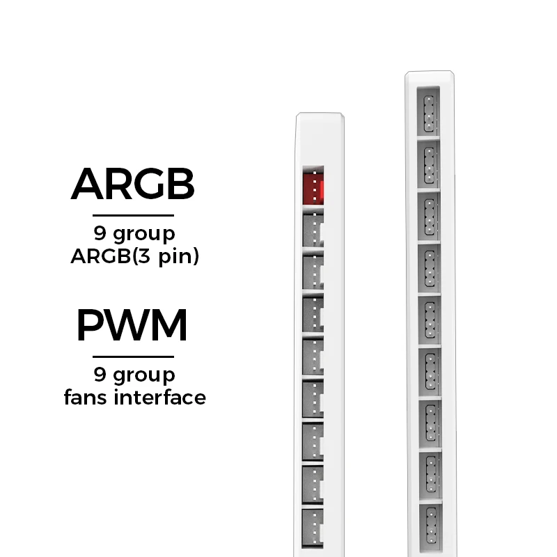 ALSEYE 5V 3pin Fan Hub ARGB PWM 4pin 1 To 9 Ports Splitter SATA Power Magnetic Suction ARGB Fan Controller for PC Case