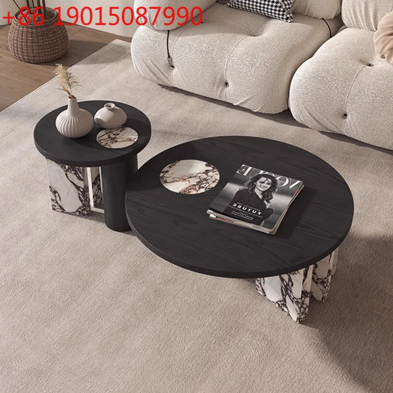 

Liberty Island coffee table high and low combination Italian minimalist living room rock slab round light luxury modern