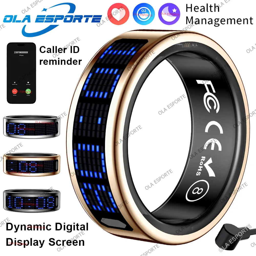 Anruf-ID-Erinnerungs-Smart-Ring Herzfrequenz-Blutdruckmessgerät für Männer und Frauen Smartring 5ATM Wasserdicht Gesundheits-Multisport-Ring HT30