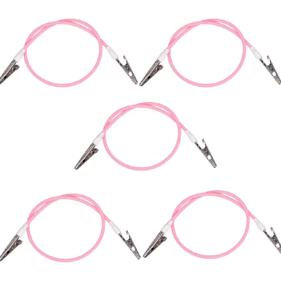 

Angili 5 Pcs Dental Bib ClipsSilicone pkin Clip Bib Holders with Colorful Silicone Lanyard and Stainless Steel Clip Pink