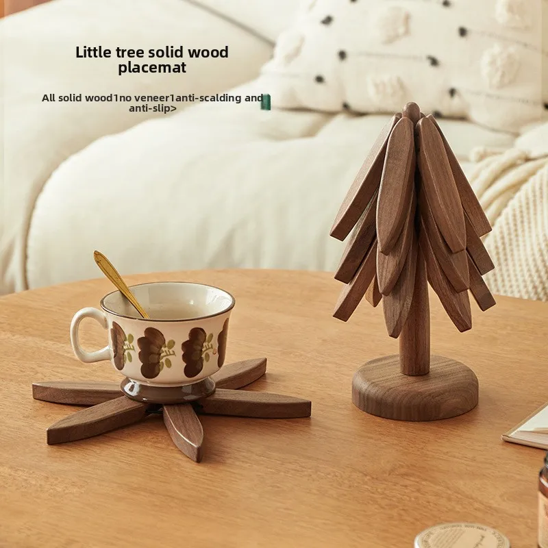 CX black walnut insulation mat, solid wood anti-scalding log tea tray tabletop ornament