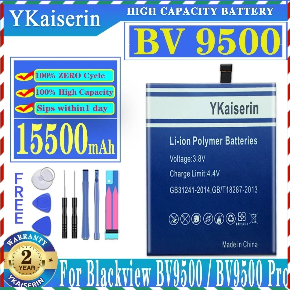 YKaiserin 15500mAh BV 9500 Battery for Blackview BV9500 Pro BV9500Pro MT6763T 536380 Batteries + Free Tools