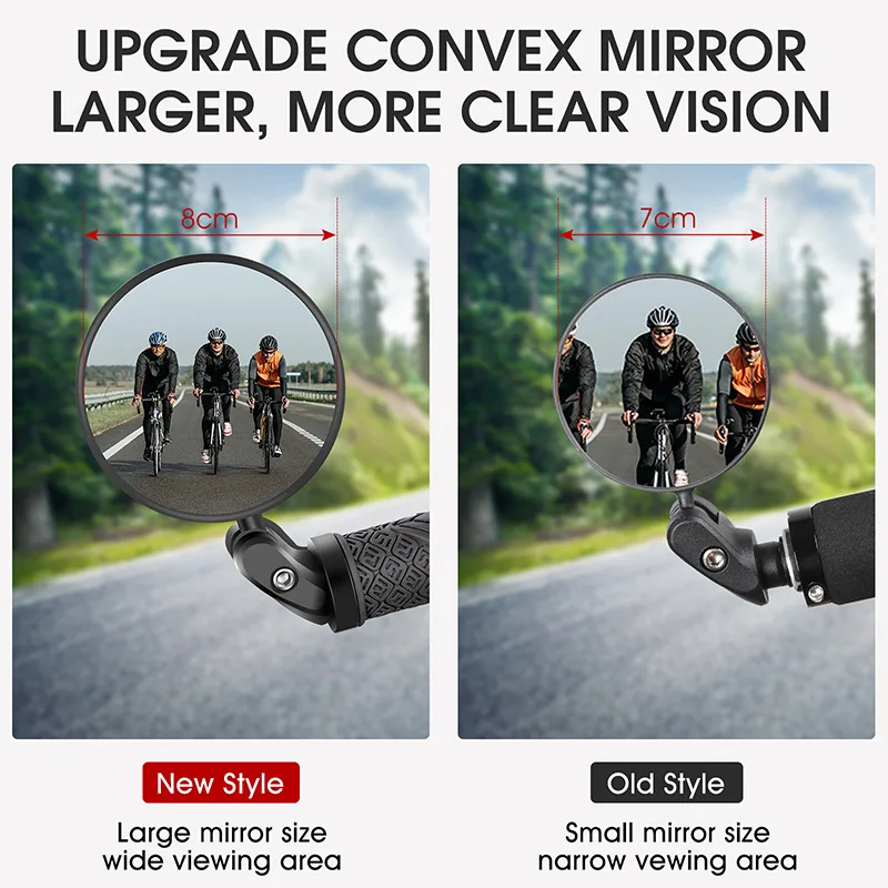 WEST BIKING Bicycle Rearview Mirror 360° Rotation Adjustable Bike Mirror HD Convex Bike Bar Ends Mirror Cycling Accessories