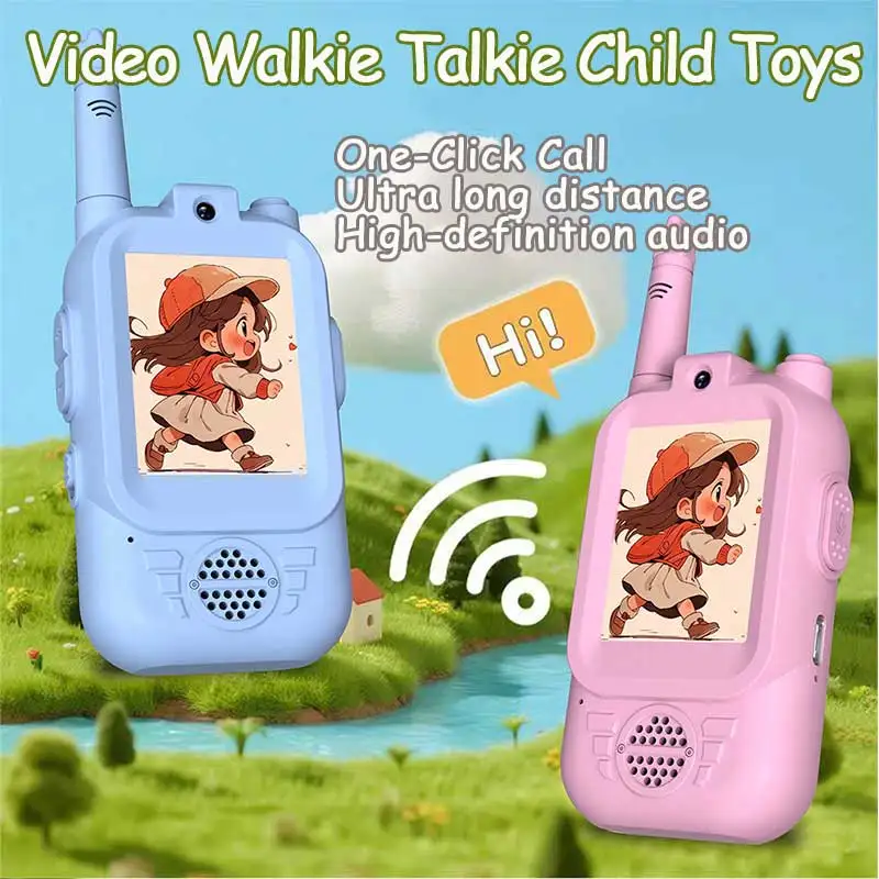 NEW Kids Video Walkie Talkie Pair Rechargeable Children Indoor Outdoor Toys Age 3-12 for Camping Travel Birthday New Year Gifts