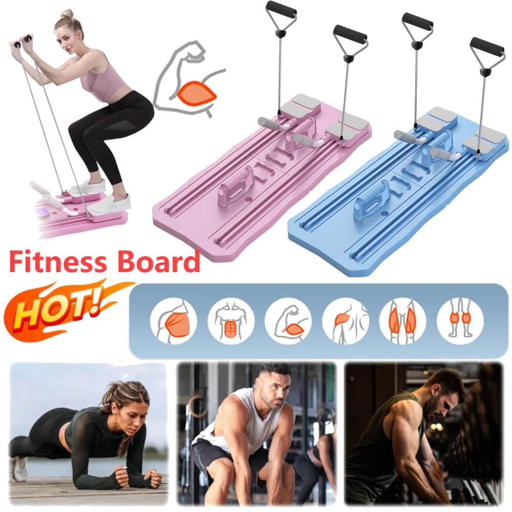 Abdominal Exercise Board Fitness Board with Mat Pilates Reformer Set Automatic Rebound Multifunctional for Men Women home Gym