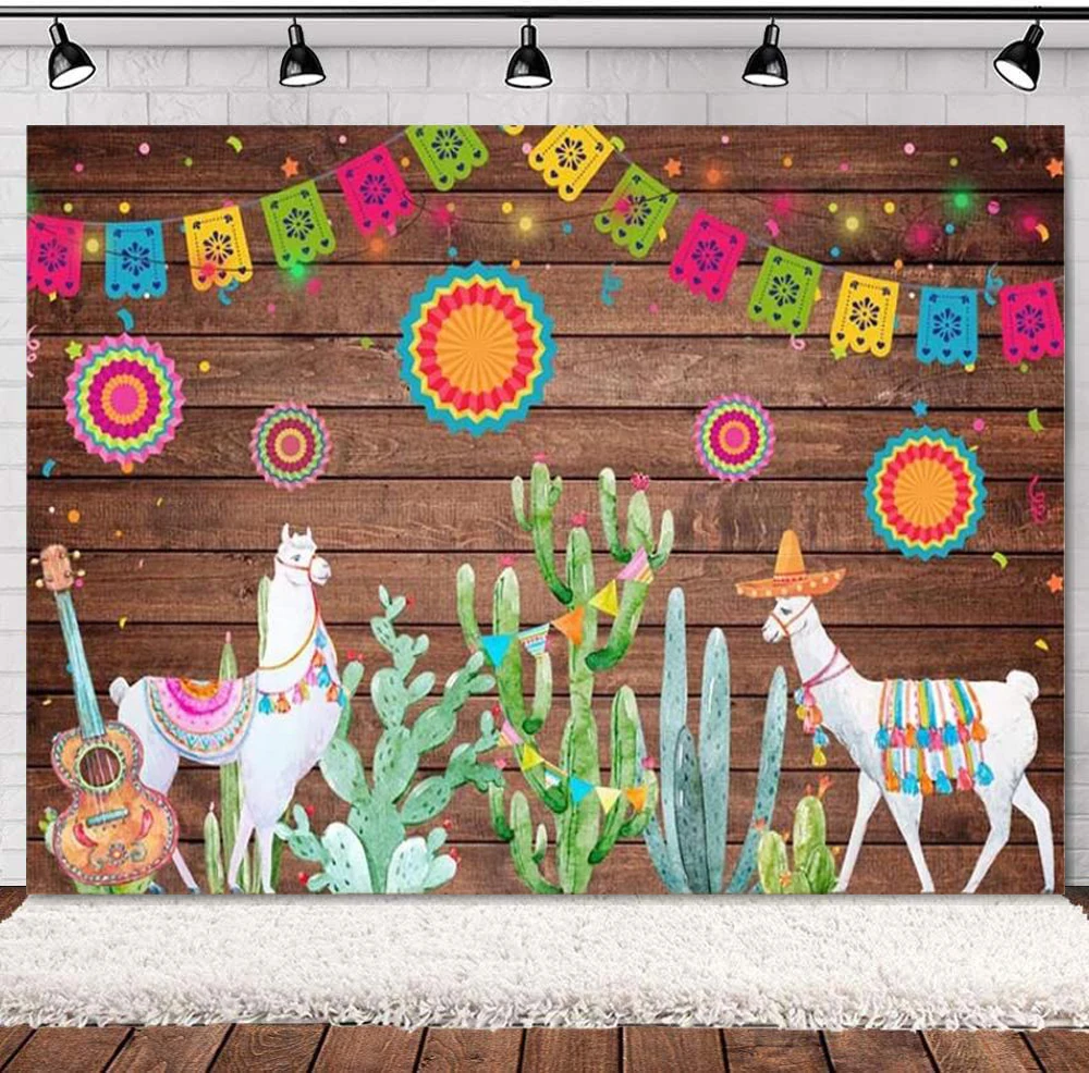 

Photography Backdrop Mexican Fiesta Theme Summer Cinco De Mayo Birthday Party Decoration Cactus Mexico Tree Background Banner