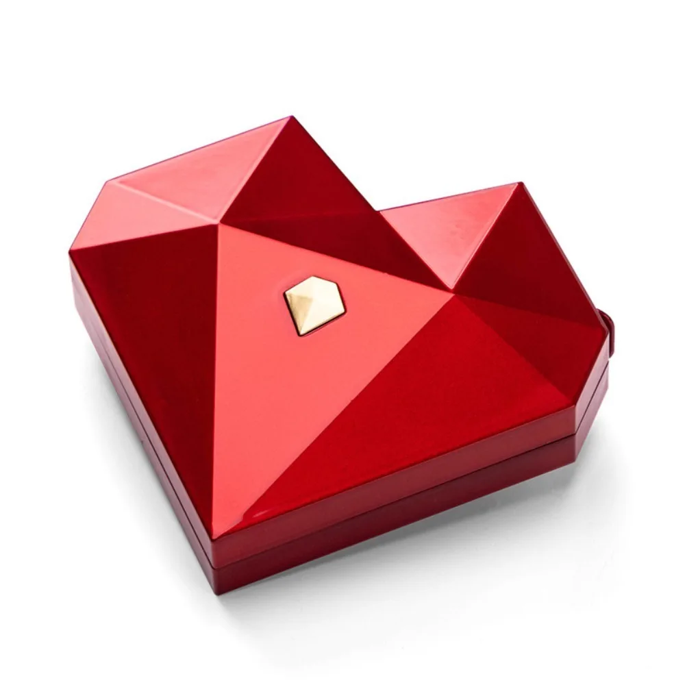 

Dustproof Proposal Ring Box Waterproof Red Heart Diamond Ring Box White Elegant Auto Pop Up Jewelry Box Engagement