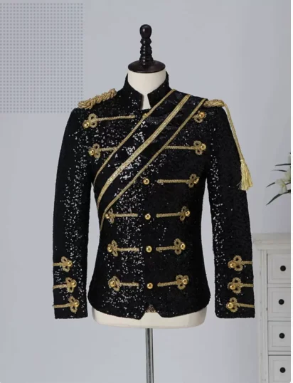 

Exclusive Michael Jackson sequin performance suit for male and female bands, stage, nightclub, band, rock singer, casual suit