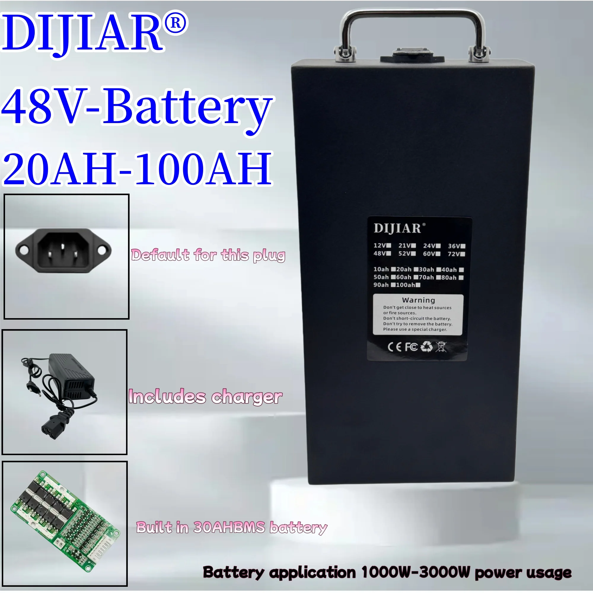 

Air transportation, Harley 48V18650 lithium-ion battery, in stock, brand new 20AH-100AHcapacity, easy to carry, built-in 30AHBMS