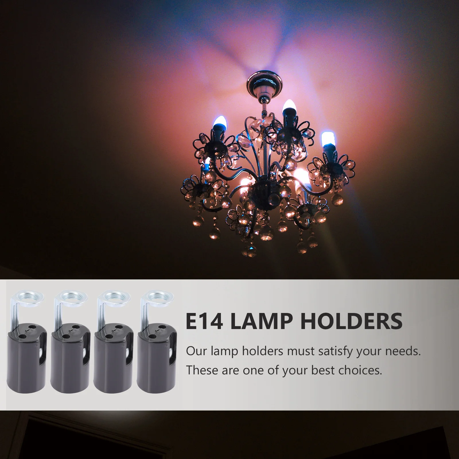 

9 pcs Candelabra Base Light Sockets Chandelier Lamp Holder Pendant Socket For Wall Lamp Crystal Fixture Diy Lighting Decor Black