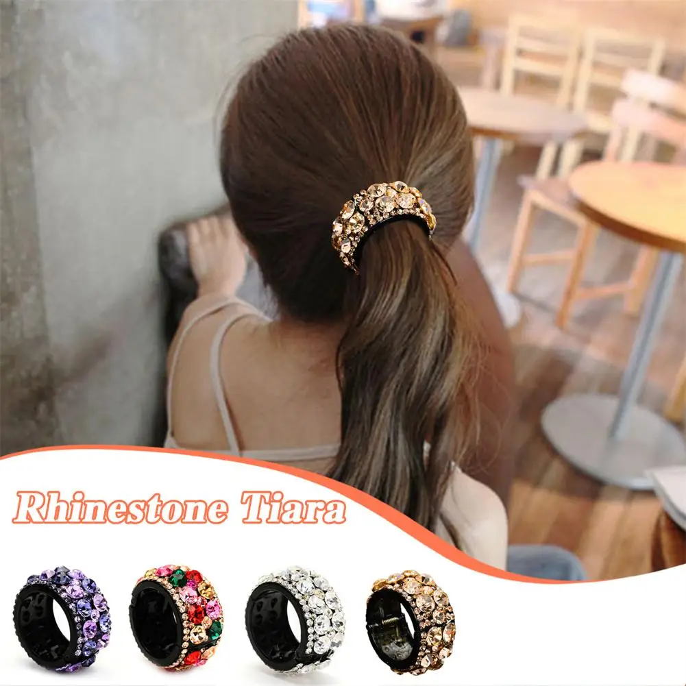 

Rhinestone Hair Claw Clip Ponytail Cuff Small Diamond High Ponytail Holder Hairpins Hair Styling Accessories For Women Girl O7S0