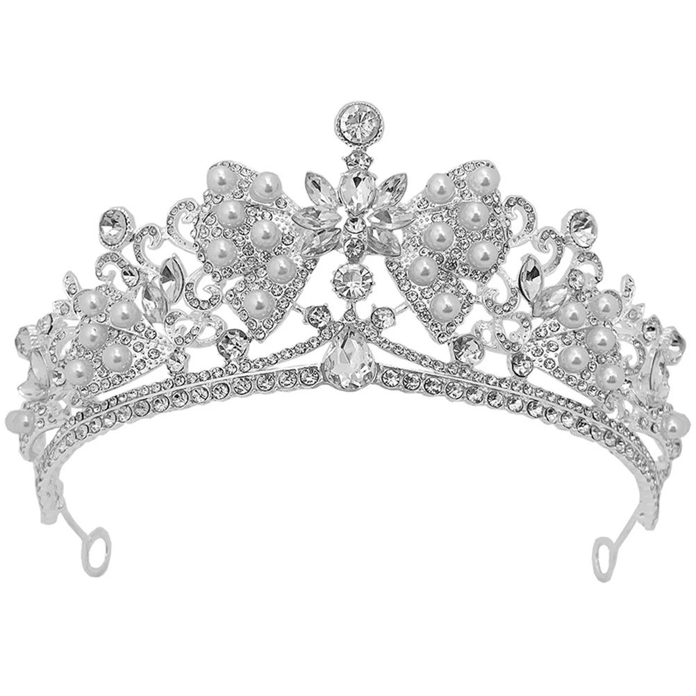 

Rhinestone Bow Crown Headband Vintage Tiara For Women Wedding Bridal Party Headdress Hair Accessories