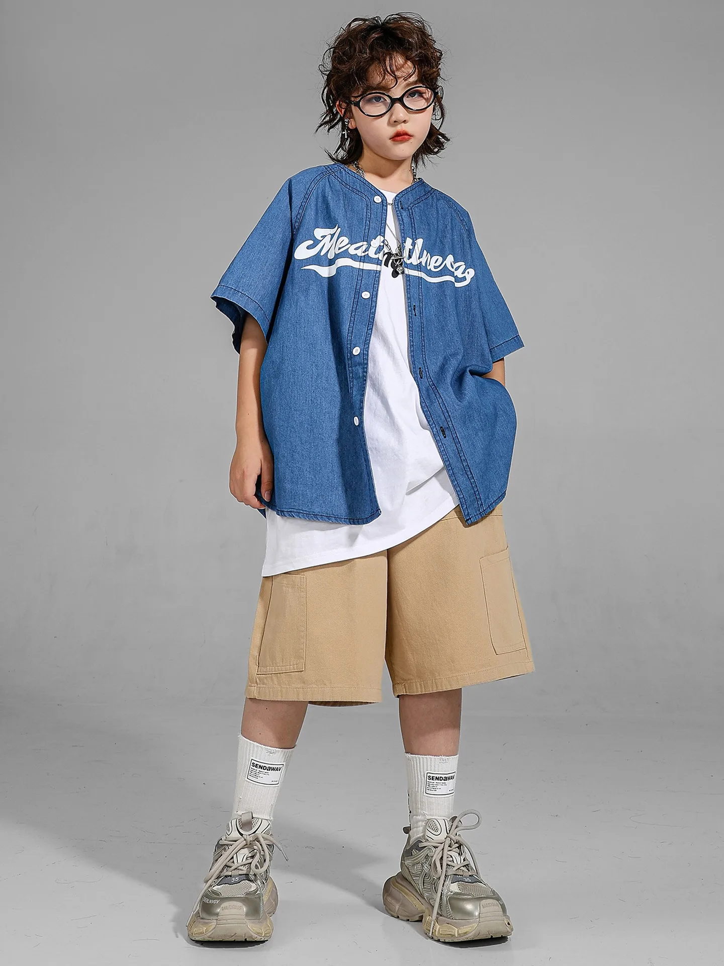 streetwear 댄스 슈트 소년 힙합 의류 스트리트 댄스 재즈 댄스 의상 카우보이 자켓 반팔 슈트 무대 착용 dql11042