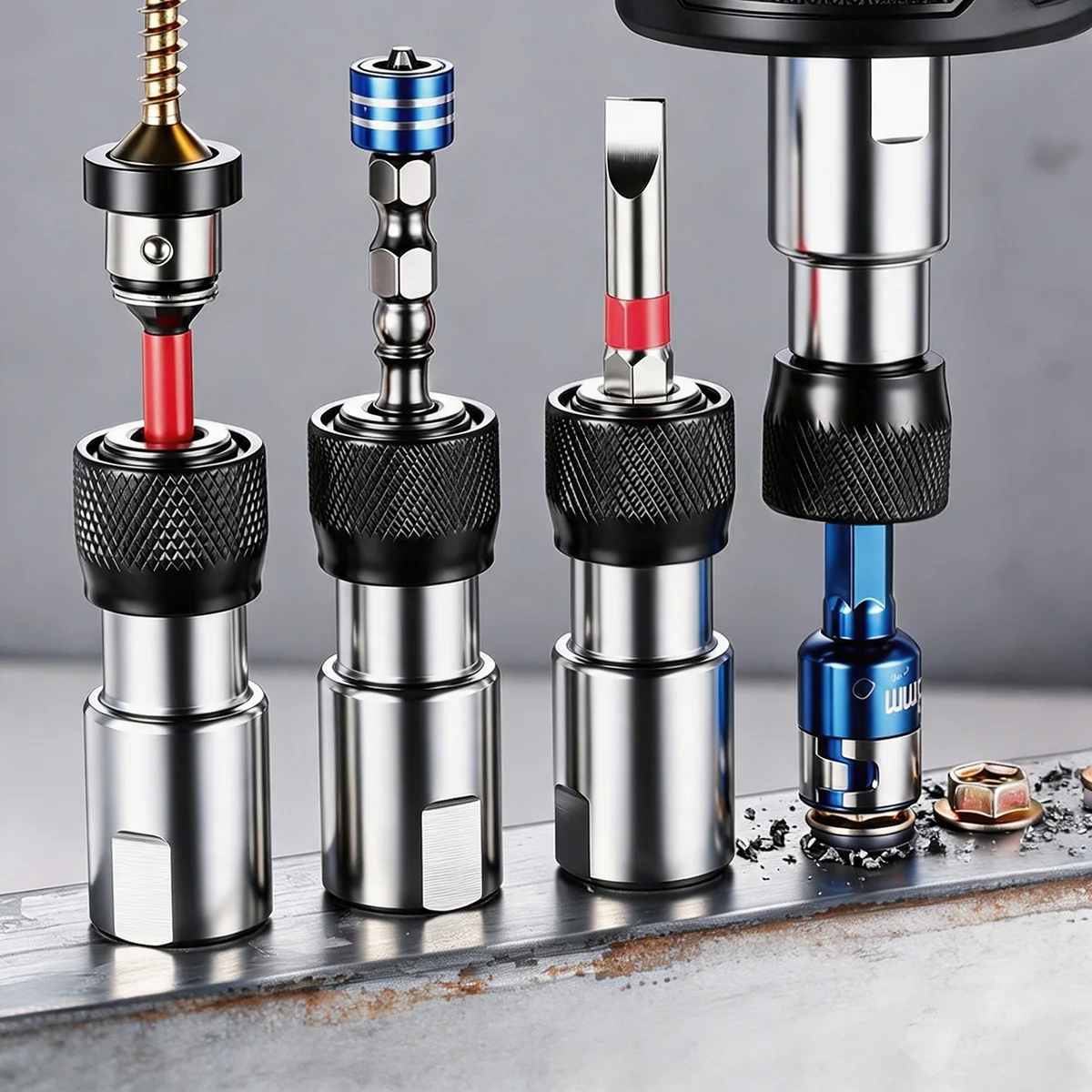 Schnellwechsel-Bohrfutter auf 1/2" 3/8" Sechskant-Schlagschrauber-Adapter Multifunktions-Steckschlüssel- und Schraubendreher-Bit-Konverter für Schlagschrauber