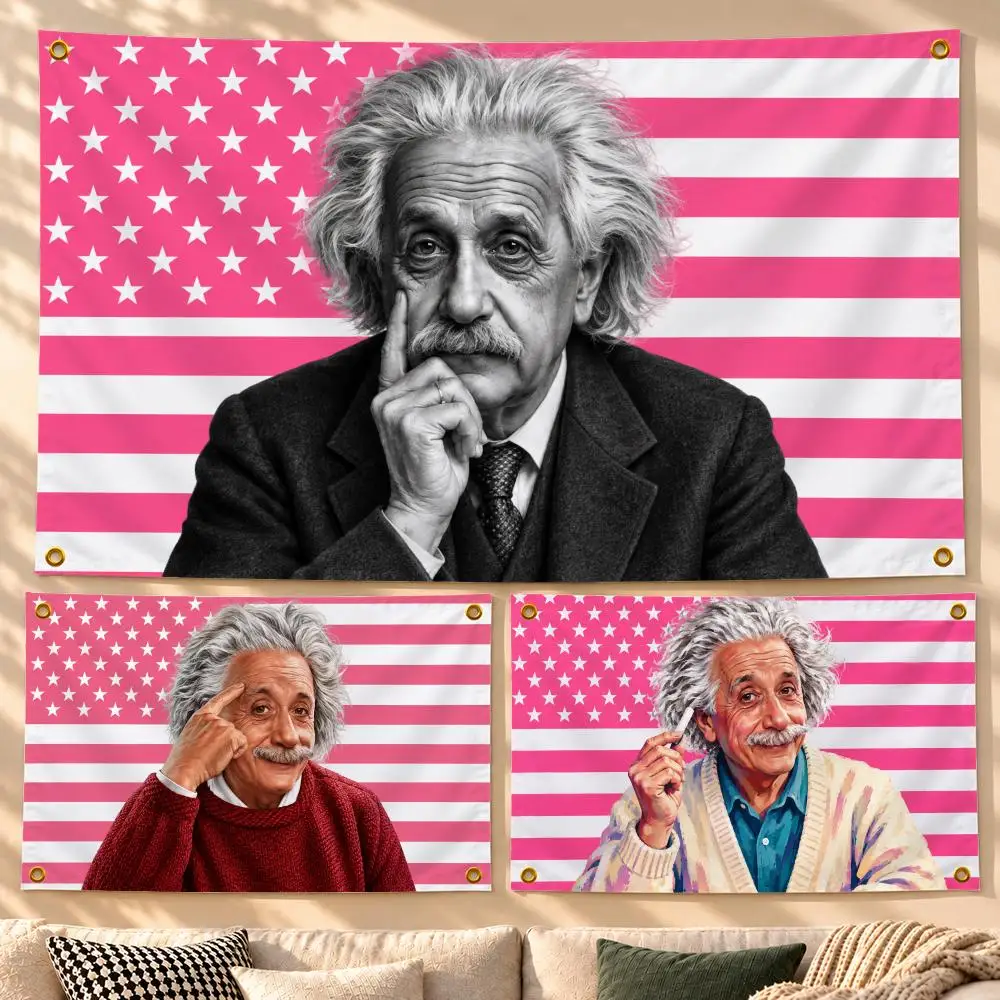 Scholar Albert Einstein Flags Decor Flag Banner Indoor Outdoor Wall Decor for Garden Yard Porch Patio