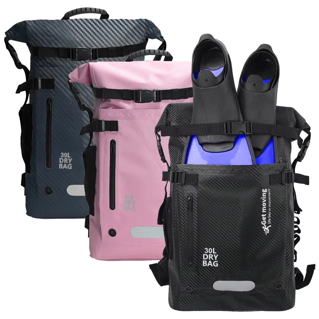 30L Waterproof backpack, travel backpack storage bag, sports outdoor bag, beach swimming waterproof bag, dry wet separation 1