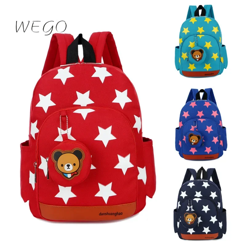 Mochila escolar para niños y niñas, mochila impermeable con doble cremallera, dibujos animados de Anime, 2-3-5 años