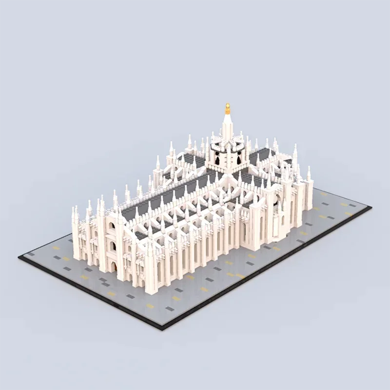 Modelo de vista de rua moc blocos de construção modular milão catedral modelo tecnologia tijolo modular diy montagem brinquedo construção presentes