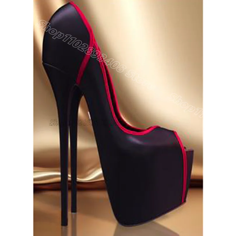 Black Trim Peep Toe Platform Pumps Stiletto Heels British Style Summer Party Dress Women Fashion Shoes 2024 Zapatos Para Mujere