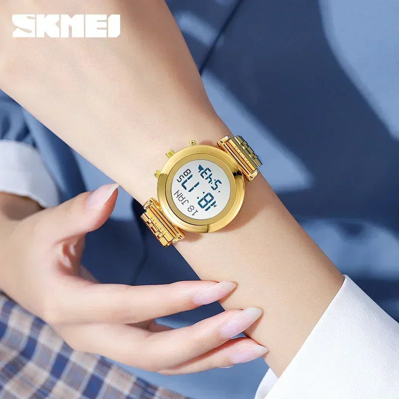 SKMEI 1892 recordatorio de tiempo de peregrinación reloj con función de dirección Qibla reloj Digital musulmán reloj deportivo con pantalla de luz Led para mujer