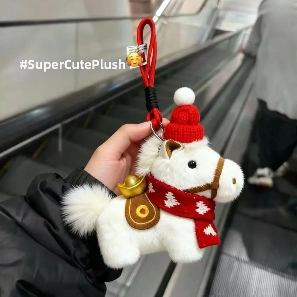 Nouveau Yuanbao poney peluche poney porte-clés peluche année du cheval en peluche cheval pendentif cheveux longs doux sac pendentif cadeau