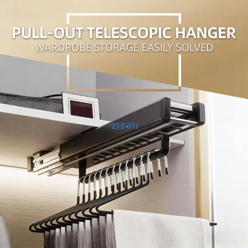 e15a-スペース効率の良い寝室のためのノイズのない動きの折り畳み式の黒い吊り棒