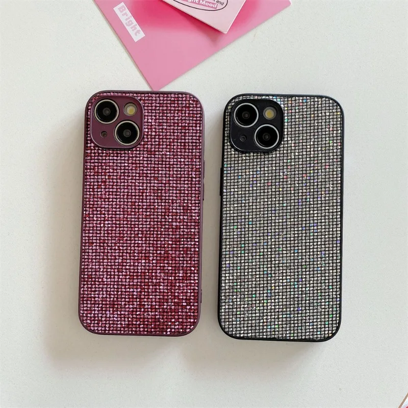 Glitter Diamond Phone Case For iPhone 11 12 13 14 15 16 Pro XS Max Plus XR 7 Plus Lens Protective Bumper Shockproof Cover